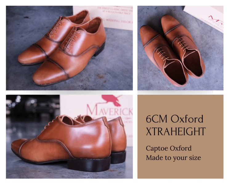 รองเท้า Captoe Oxford เสริมส้น สูง 6cm